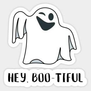 Hey, boo-tiful, funny halloween ghost Sticker